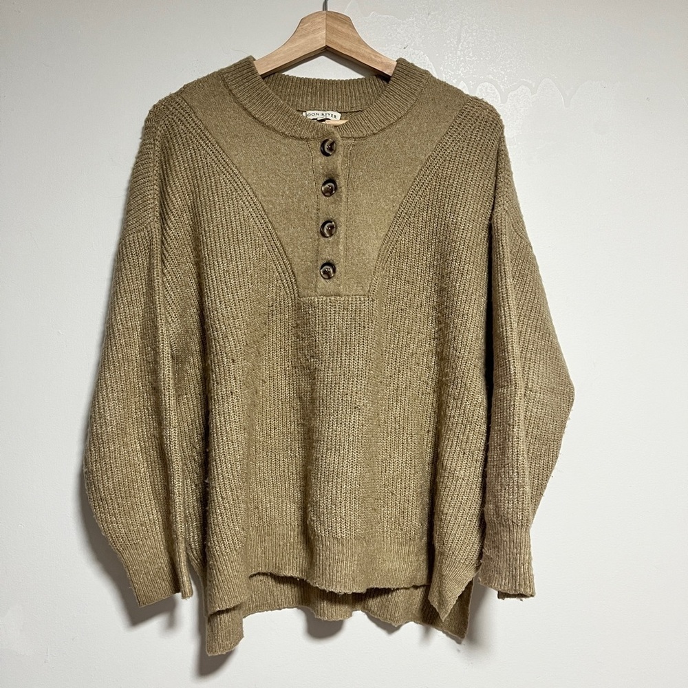 Moon River Olive Green Chunky Knit Sweater – Size M